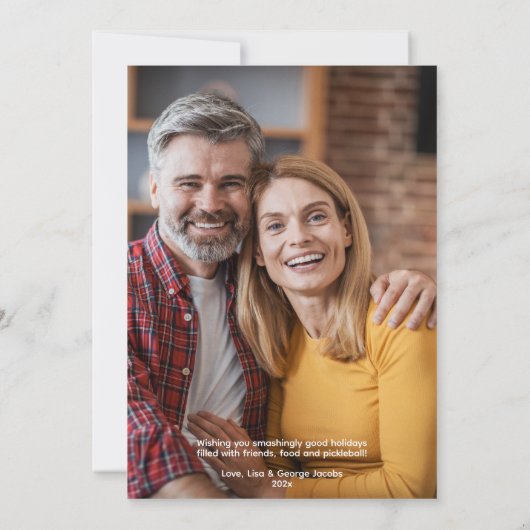 トレンディーピックボールオーナメントグリーンクリスマスフォト シーズンカード (裏面)