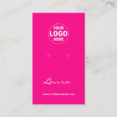 トレンディーピンクあなたのロゴイヤリングディスプレイを追加 名刺 (正面)