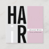 トレンディーピンクとグレーヘアドレッサーの名刺 スクエア名刺 (正面)