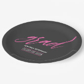 トレンディーピンクとグレー卒業パーティー ペーパープレート (アングル)