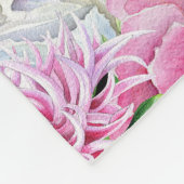 トレンディーピンクとブラックのストライプフローラ(名前) フリースブランケット (角)