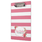 トレンディーピンクと白ストライプ色 クリップボード (左)