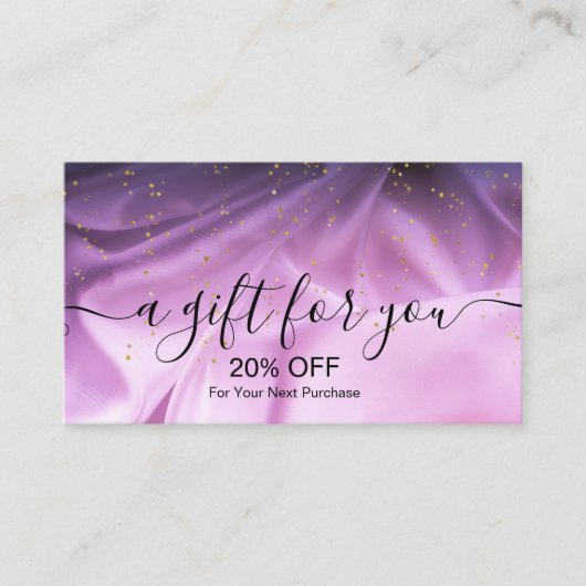 トレンディーピンクと紫のグリッター 割引カード (正面)