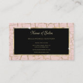 トレンディーピンクと金ゴールドパチッ絵を描クヘアサロン 名刺 (裏面)