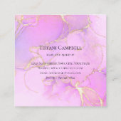 トレンディーピンクと金ゴールドメイクアップアーティスト スクエア名刺 (裏面)