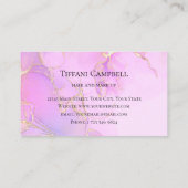 トレンディーピンクと金ゴールドメイクアップアーティスト 名刺 (裏面)