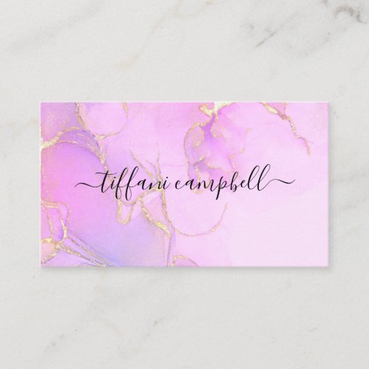 トレンディーピンクと金ゴールドメイクアップアーティスト 名刺 (正面)