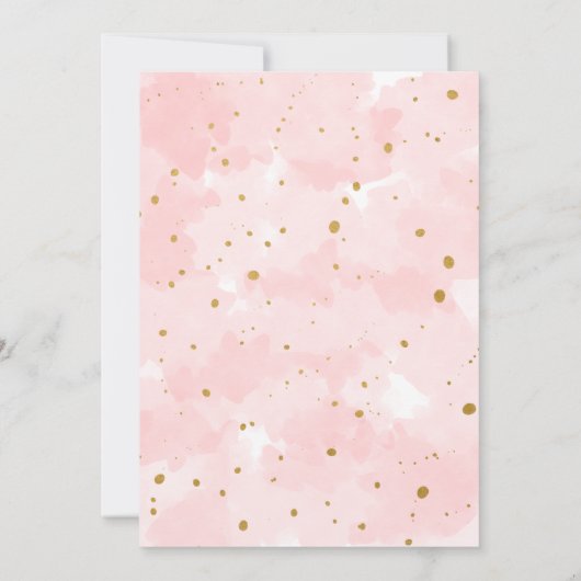 トレンディーピンクと金ゴールド水色ベビーシャワー 招待状 (裏面)