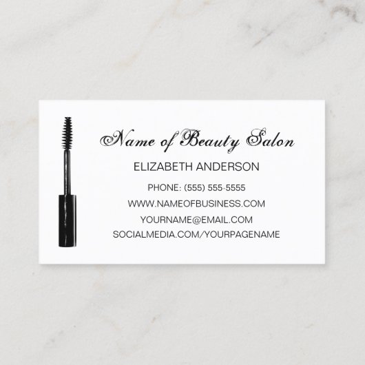 トレンディーピンクと黒の化粧品マスカラ 名刺 (裏面)