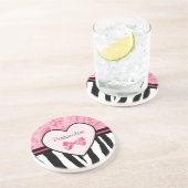 トレンディーピンクと黒ゼブラパターンの弓と名前 コースター (側面)