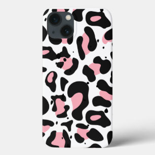 トレンディーピンクと黒ヒョウ柄 iPhone 13ケース