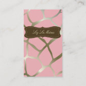 トレンディーピンクのキリン、ダークブラウンのアクセント 名刺 (裏面)