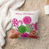 トレンディーピンクのクリスマスジンジャーパン クッション (ブランケット)