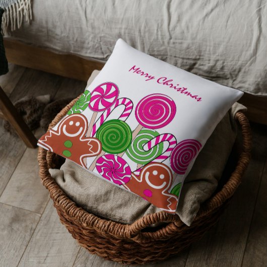 トレンディーピンクのクリスマスジンジャーパン クッション