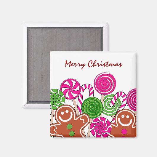 トレンディーピンクのクリスマスジンジャーパン マグネット (正面/裏面)