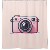 トレンディーピンクのスナップショットカメラ撮影 シャワーカーテン (正面)