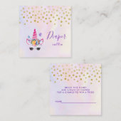 トレンディーピンクのユニコーンと花おむつラッフル エンクロージャーカード (正面/裏面)