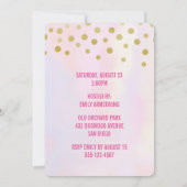 トレンディーピンクのユニコーンと花の誕生日パーティー 招待状 (裏面)