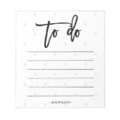 トレンディーピンクの水玉模様とタイポグラフィの一覧 ノートパッド (正面)