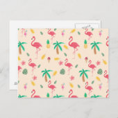 トレンディーピンクの水色の熱帯フラミンゴフローラ ポストカード (正面/裏面)