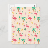 トレンディーピンクの水色の熱帯フラミンゴフローラ ポストカード (正面/裏面)