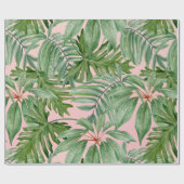トレンディーピンクの葉熱帯ジャングル葉 ラッピングペーパー (フラット)