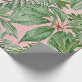 トレンディーピンクの葉熱帯ジャングル葉 ラッピングペーパー (角)