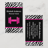 トレンディーピンクアンドブラックダンベルパーソナルトレーナー 名刺 (正面/裏面)