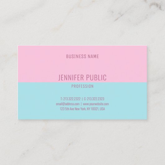 トレンディーピンクアンドブルーモダンテンプレートシック 名刺 (裏面)