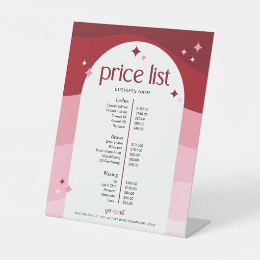 トレンディーピンクアーチ爪、 ネイル美しいスパロゴ価格表 台座サイン (正面)