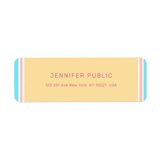トレンディーピンクイエローブルーモダンテンプレートリターン ラベル (正面)
