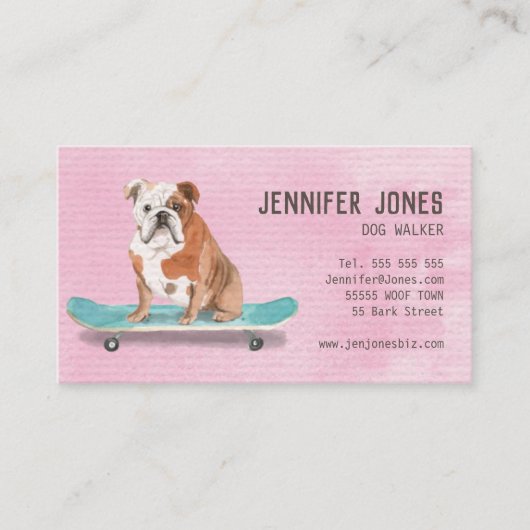 トレンディーピンクウォーターカラードッグウォーカー 名刺 (正面)