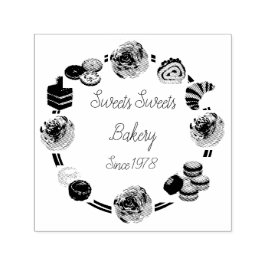 トレンディーピンクウォーターカラーフローラベーカリー事業 セルフインキングスタンプ