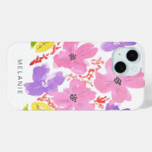 トレンディーピンクウォーターカラーフローラiPhone 15 Case-Mate iPhoneケース (裏面 (横))