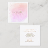 トレンディーピンクウォーターカラープラント葉ズスクエア スクエア名刺 (正面/裏面)