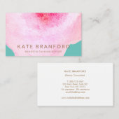 トレンディーピンクウォーターカラーラージフローラアート 名刺 (正面/裏面)
