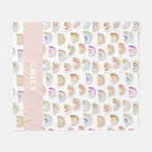 トレンディーピンクウォーターカラーレインボー フリースブランケット (正面(横))