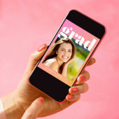 トレンディーピンクオレンジ写真卒業パーティー 招待状