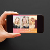 トレンディーピンクオレンジ写真卒業パーティー 招待状