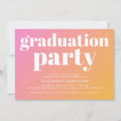 トレンディーピンクオレンジ卒業パーティー 招待状 (正面)