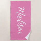 トレンディーピンクガールズ名手書きスクリプトカスタム ビーチタオル (正面)