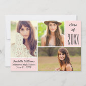 トレンディーピンククラス20XX卒業フォトコラージュ 招待状 (正面)