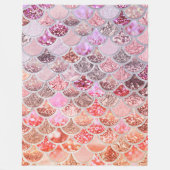 トレンディーピンクグラデーショングリッターマーメイドフィッシュはかりで測 フリースブランケット (正面)