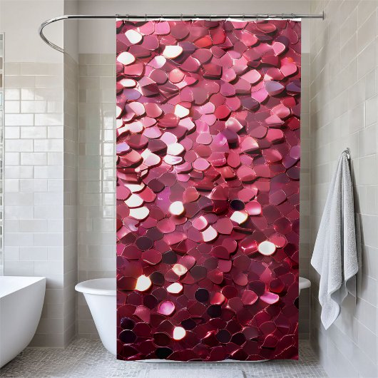 トレンディーピンクグリッターシャワーカーテン シャワーカーテン
