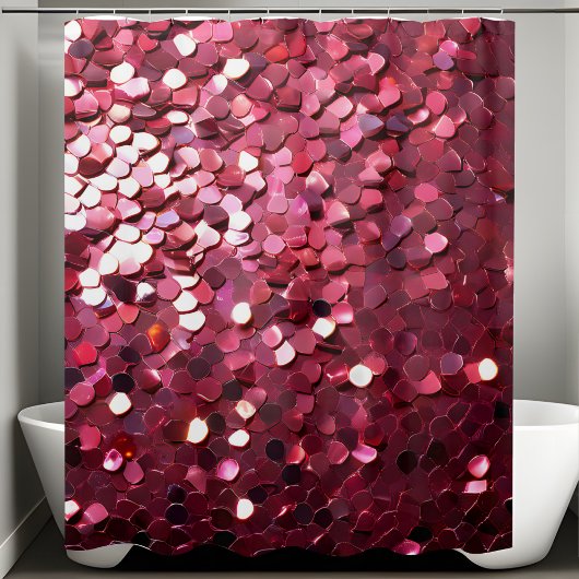 トレンディーピンクグリッターシャワーカーテン シャワーカーテン