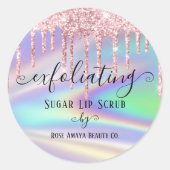 トレンディーピンクグリッタードリップホログラフィフェイクックカスタム ラウンドシール (正面)