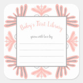 トレンディーピンクグレイ女の子の赤ちゃんシャワー蔵書票ラベル スクエアシール (正面)