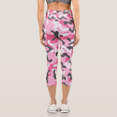 トレンディーピンクグレーホワイト迷彩柄パターン夏 カプリレギンス (裏面)