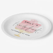 トレンディーピンクケーキスクリプト名21歳の誕生日パーティー ペーパープレート (アングル)