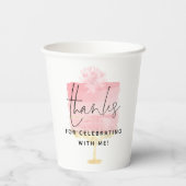 トレンディーピンクケーキスクリプト感謝してい名21歳の誕生日 紙コップ (裏面)